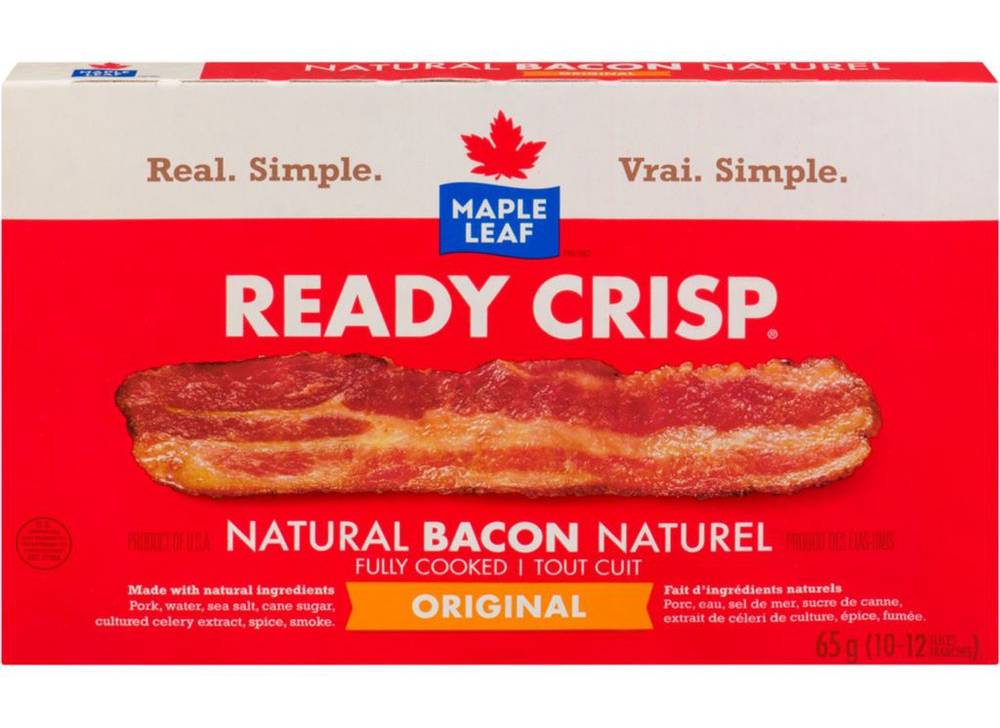 Maple Leaf Ready Crisp Fully Cooked Natural Bacon Slices (65 g)