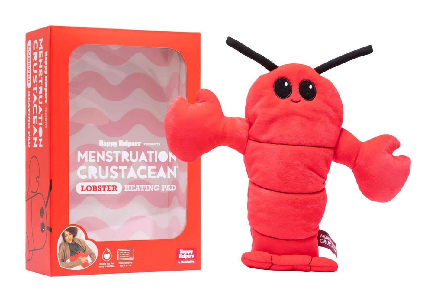 Relatable Happy Helpers Menstrauation Crustacean Lobster Heating Pad, Red