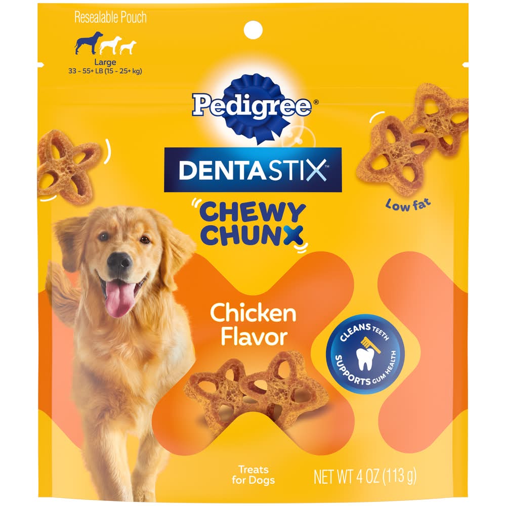 Pedigree Dentastix Chewy Chunx Dental Treats Large Dog, Chicken, Large (4 oz)