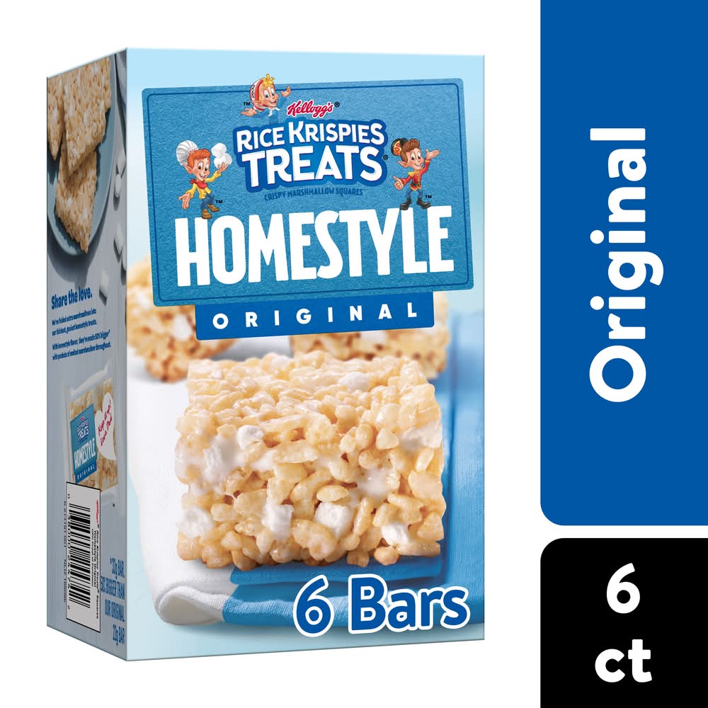 Rice Krispies Treats Homestyle Crispy Marshmallow Square Bars, Original (6 x 1.16 oz)