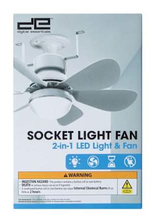 Digital Essentials 2-In-1 Led Socket Light & Fan 24w