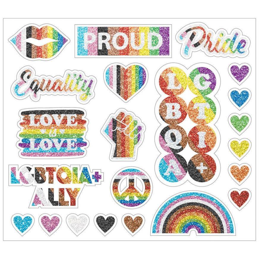 Party City Glitter Rainbow Pride Lgbtq Body Jewelry, Unisex, Assorted (23 ct)