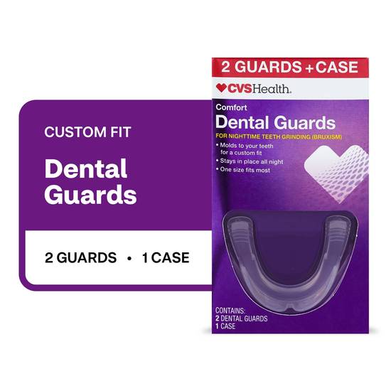 CVS Health Comfort Dental Guards for Nighttime Teeth Grinding (Bruxism), 2 Guards + Case