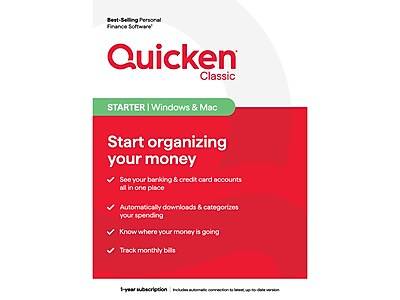 Quicken Classic Starter for 1 User, Windows/Mac/Android/iOS, Download (170452)
