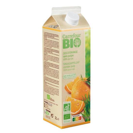 Carrefour Bio - Pur jus de fruit sans pulpe (2 L) (orange)