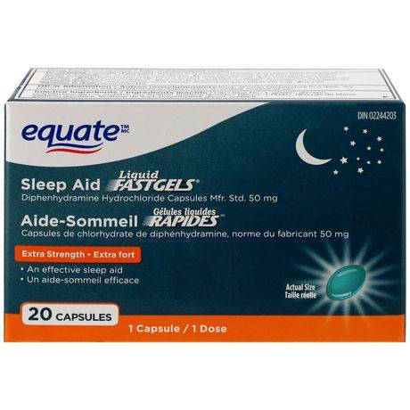 Equate Sleep Aid Diphenhydramine Hydrochloride Capsules 50 mg