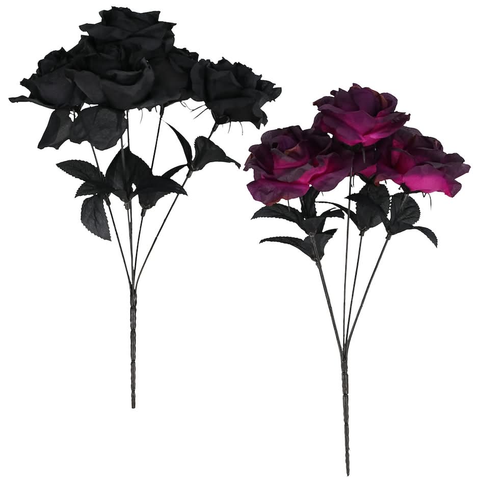 Seasonal Collection 5 Stem Gothic Artificial Roses, Assorted (5 ct)