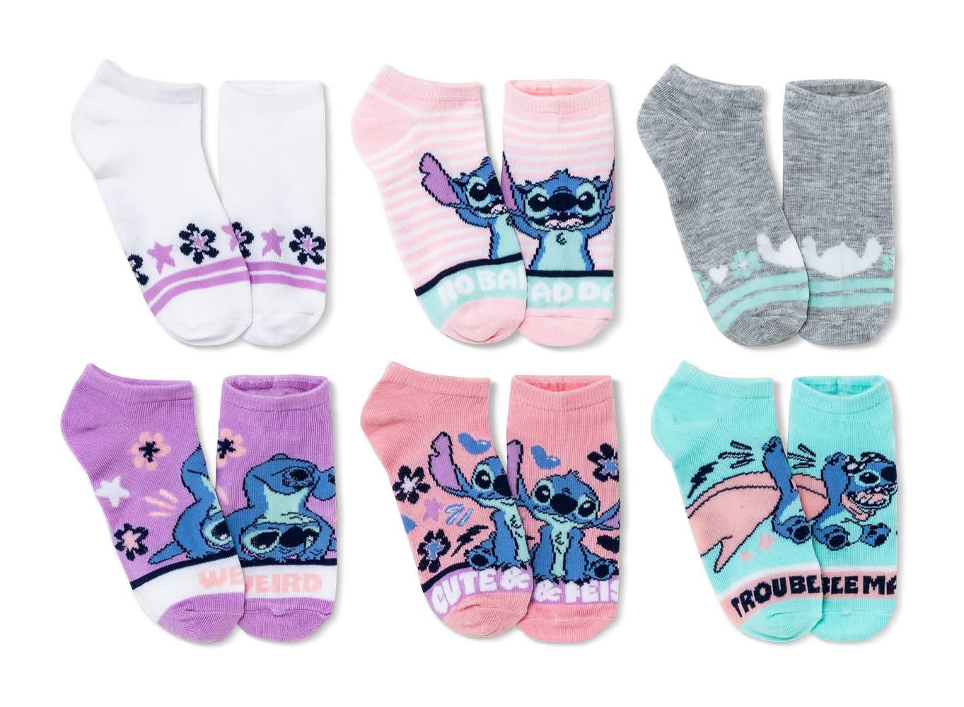 Lilo & Stitch Show Socks, S/M, Pink (6 pack)
