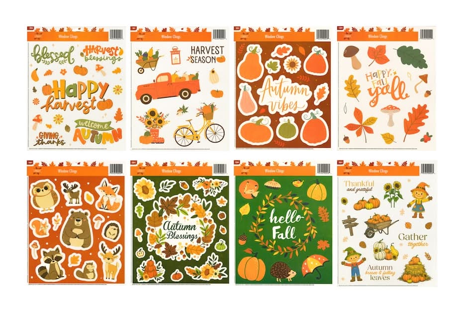 Seasonal Collection Harvest-themed Window Cling, Assorted Designs