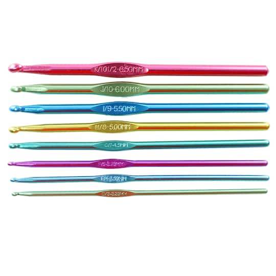 Loops & Threads Anodized Aluminum Crochet Hook Set, Assorted (8 ct)