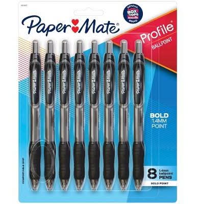 Paper Mate Profile Retractable Ballpoint Pens, Black (8 ct)