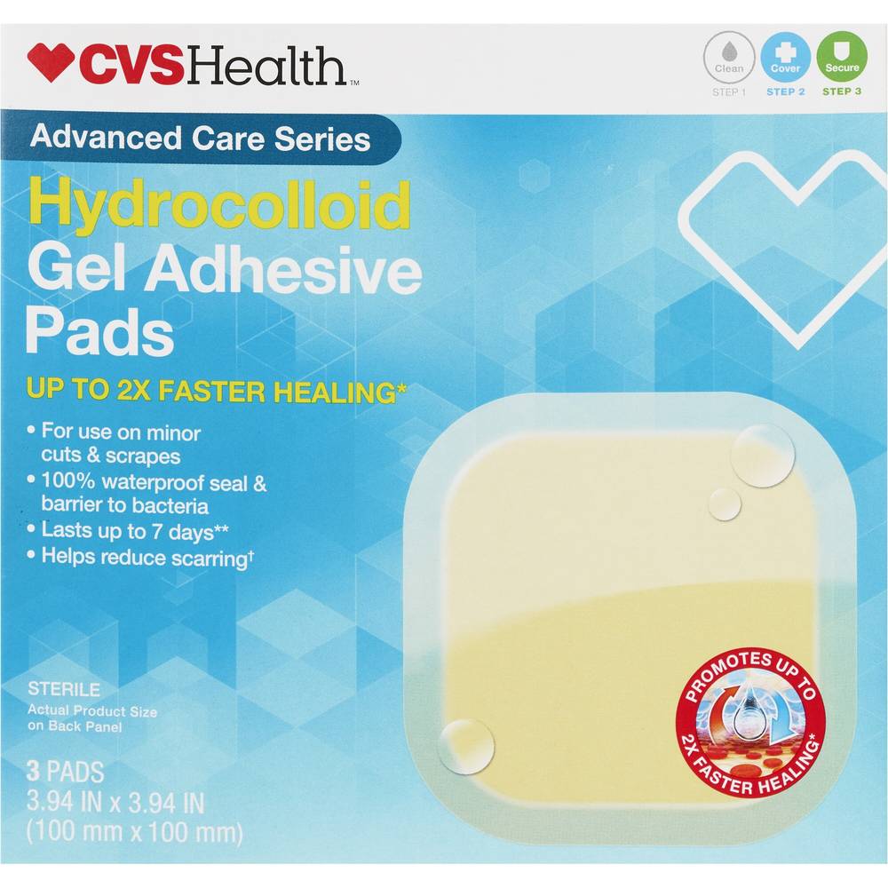 Cvs Health Advanced Hydrocolloid Gel Adhesive Pads (3 ct) (3.94 in x 3.94 in)