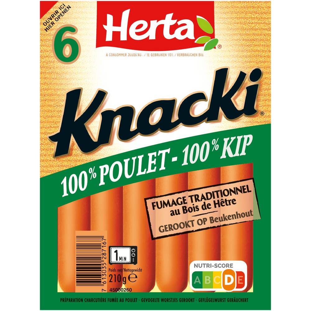 Herta - Knacki saucisses 100% poulet (6 pièces)