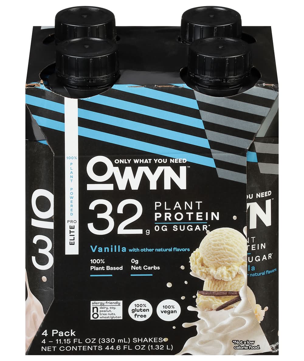 OWYN Pro Elite Plant Protein Shake, Vanilla (4 x 11.15 fl oz)