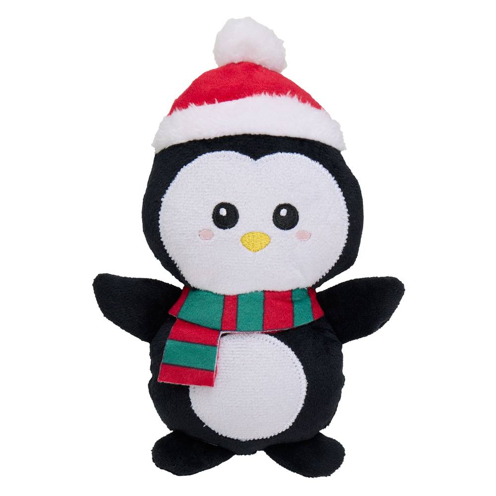 Merry & Bright Penguin Plush Dog Toy, Black