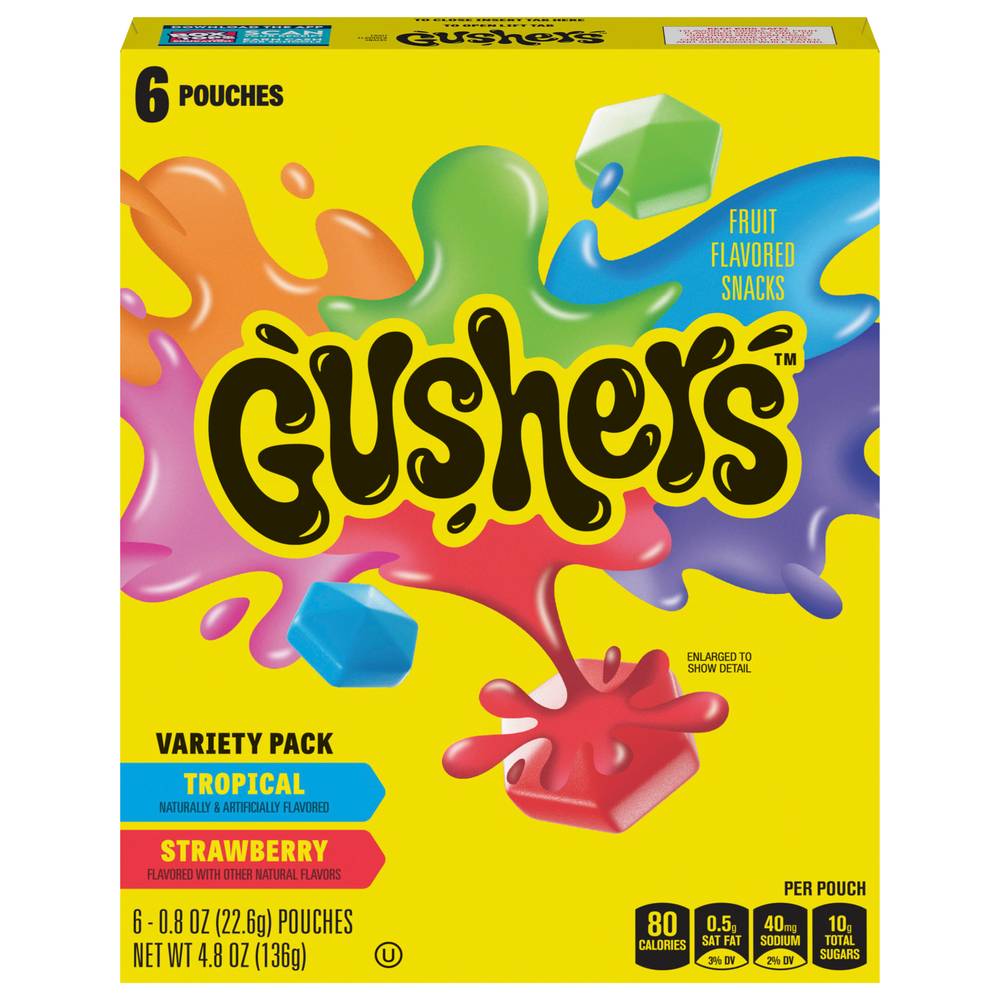 Gushers Fruit Snacks, Strawberry-Tropical (4.8 oz, 6 ct)