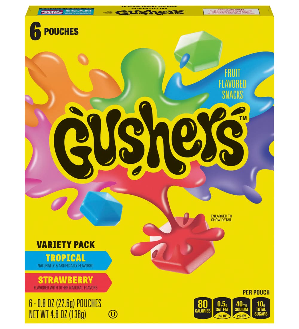 Gushers Flavored Fruit Snacks, Tropical-Strawberry (6 x 0.8 oz)