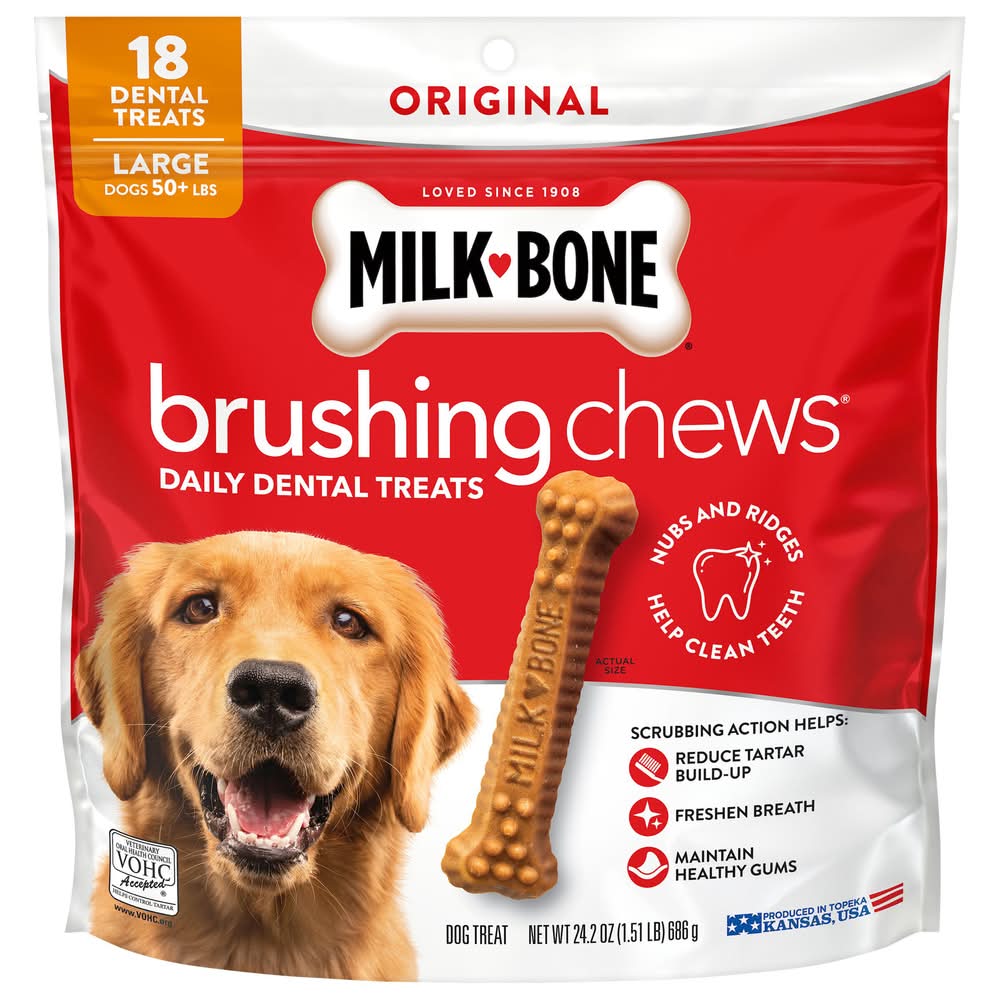Milk-Bone Brushing Chews Dental Large Dog Treats (24.2 oz, 18 ct)