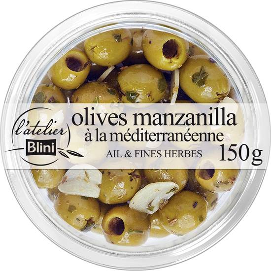 L'atelier Blini - Olives vertes manzanilla à la méditerranéenne