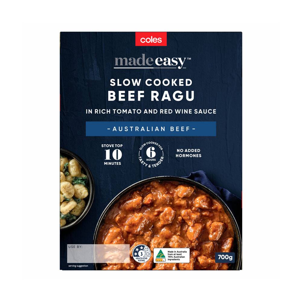 Coles Slow Cooked Beef Ragu in Tomato Sauce