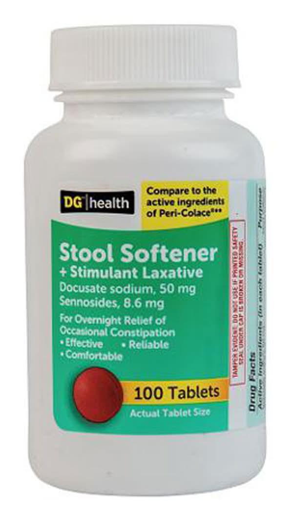Dg Health Stool Softener + Stimulant Laxative Tablets 100 Ct