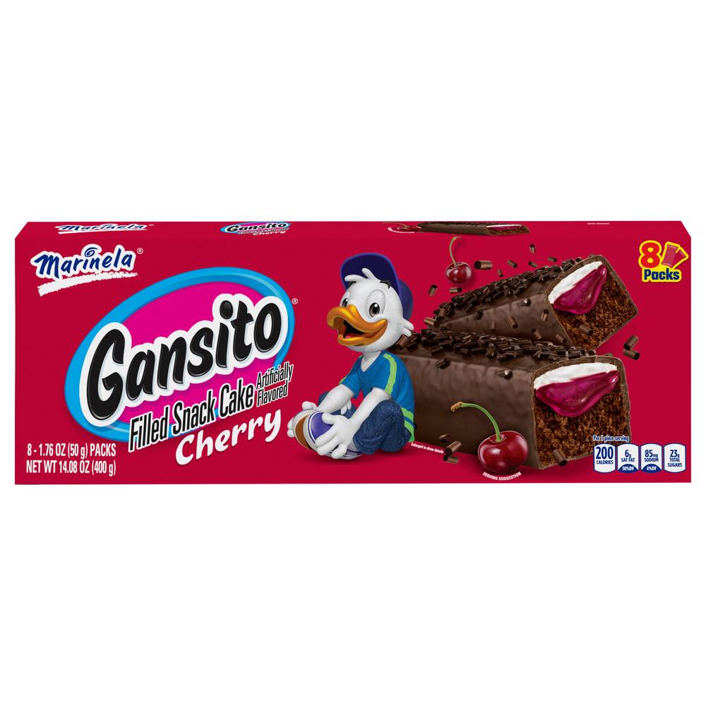 Marinela Gansito Cherry Filled Snack Cake (8 ct)