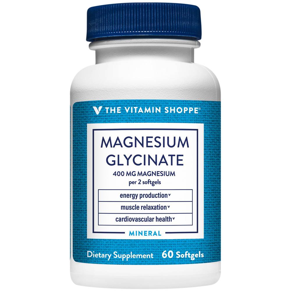 Magnesium Glycinate – Supports Energy Production & Cardiovascular Health – 400 Mg (60 Softgels)