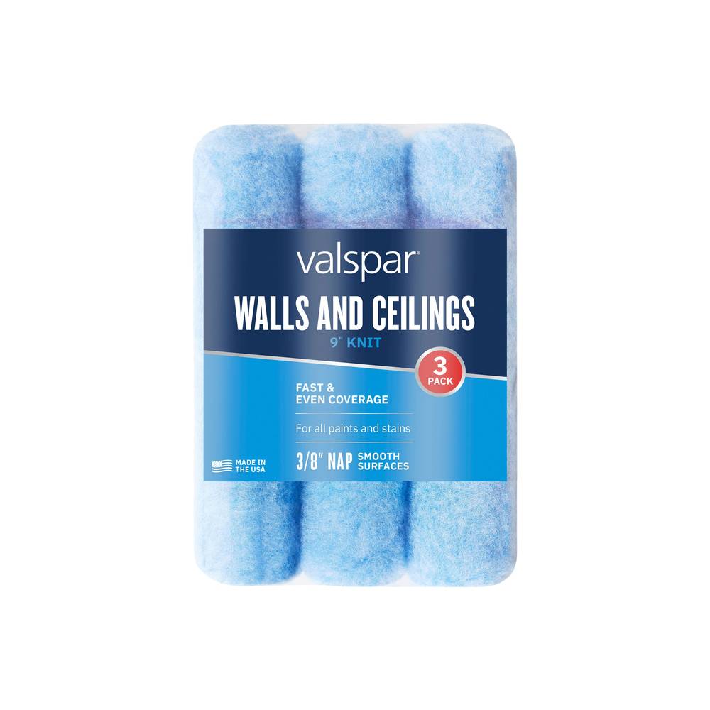 Valspar 3-Pack 9-in x 3/8-in Nap Knit Polyester Paint Roller Cover | 888877900