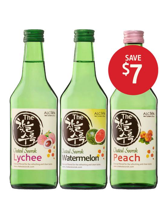 Chateul Soju 3 Pack - Lychee, Watermelon & Peach