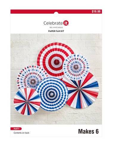 Red, White & Blue Patriotic Fan Decor Kit By Celebrate It
