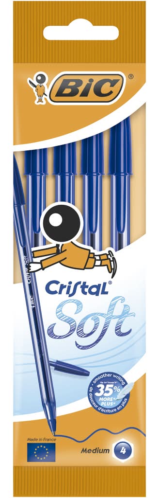 BiC - 4 Esferográfica Cristal Soft Azul