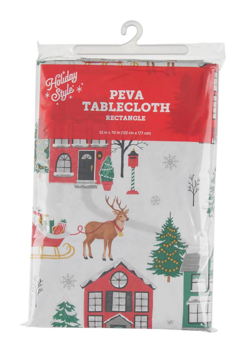 Holiday Style Rectangular Christmas Peva Tablecloth 52 In X 70 In Assorted