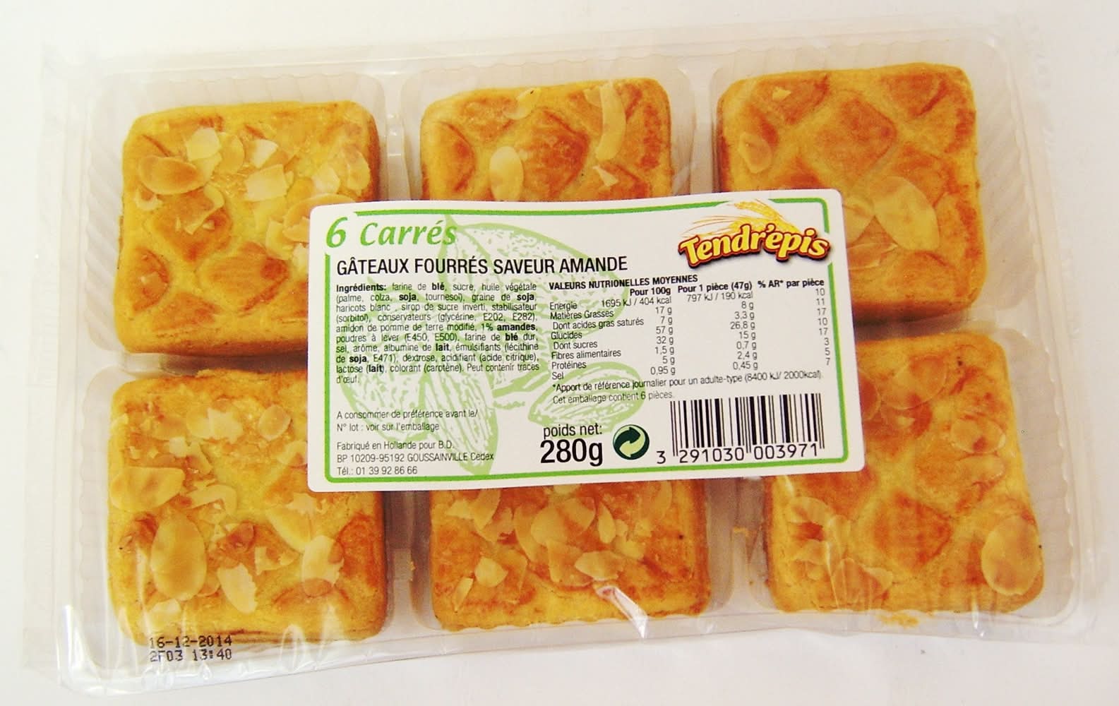 Tendr'epis - Gâteaux fourrés saveur amande (280g)
