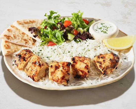 Roasted Garlic Lemon Chicken Kabob Plate