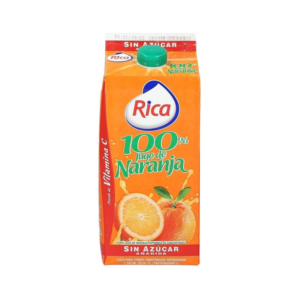 Jugo De Naranja 100% Rica Sin Azúcar 1.7 Lt