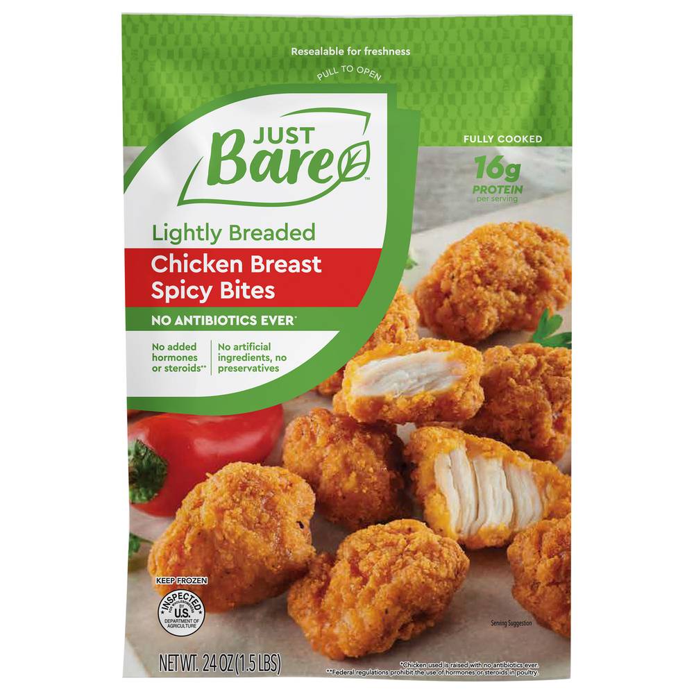 Just Bare Lightly Breaded Chicken Breast Spicy Bites (24 oz)