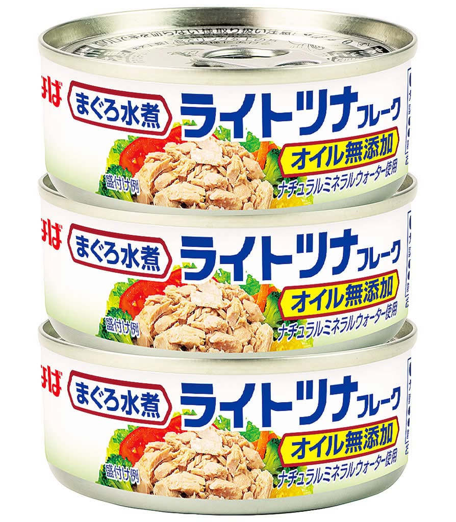 いなば食品 ライトツナフレーク まぐろオイル無添加/70g×3缶パック