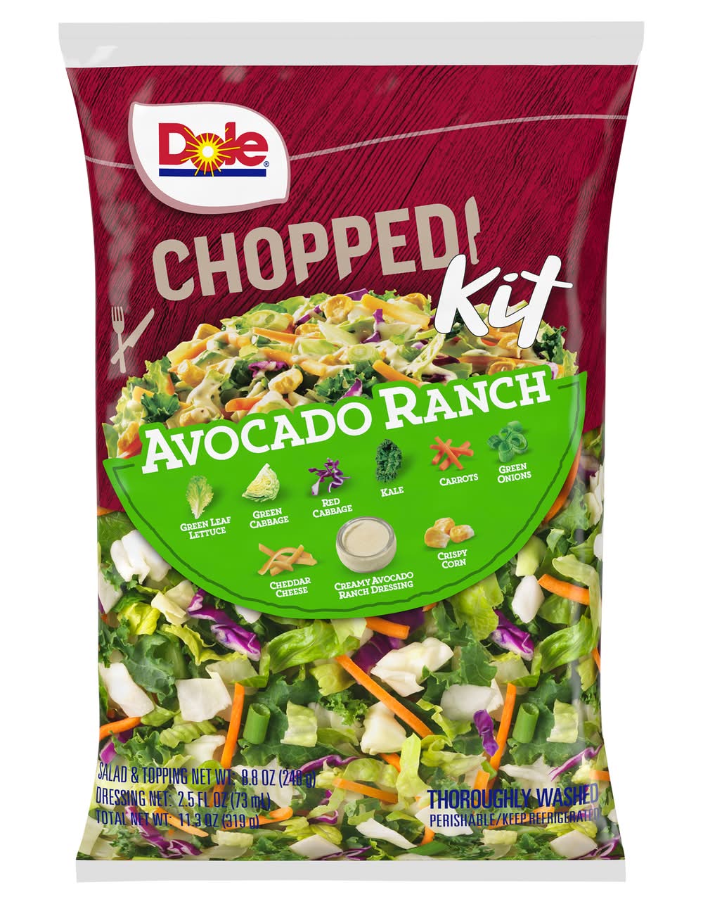 Dole Chopped Avocado Ranch Salad Kit (11.3 oz)