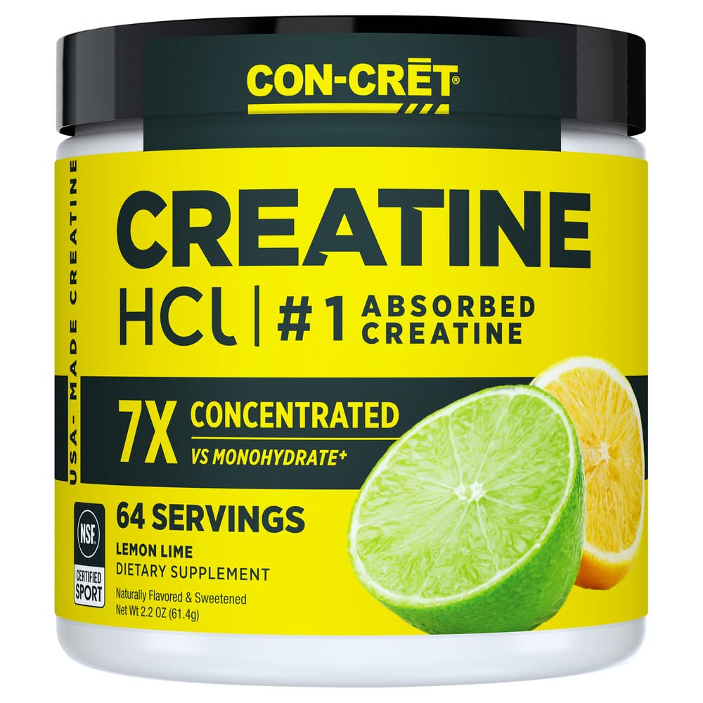 CON-CRĒT Patented Creatine Hcl Dietary Supplement, Lemon Lime (2.2 oz)