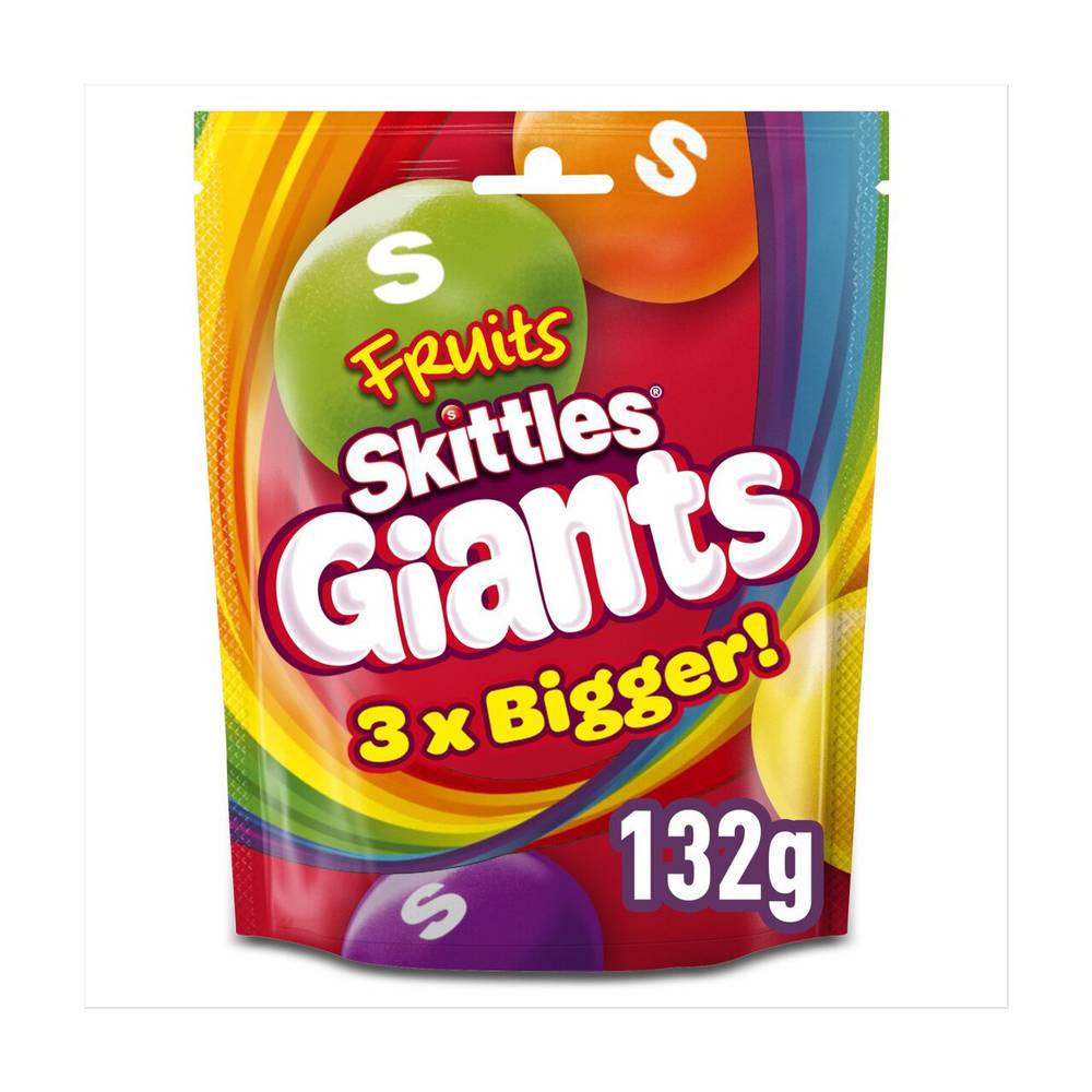 Skittles Giants Vegan Chewy Sweets Fruit Flavoured  Pouch Bag (132gr)