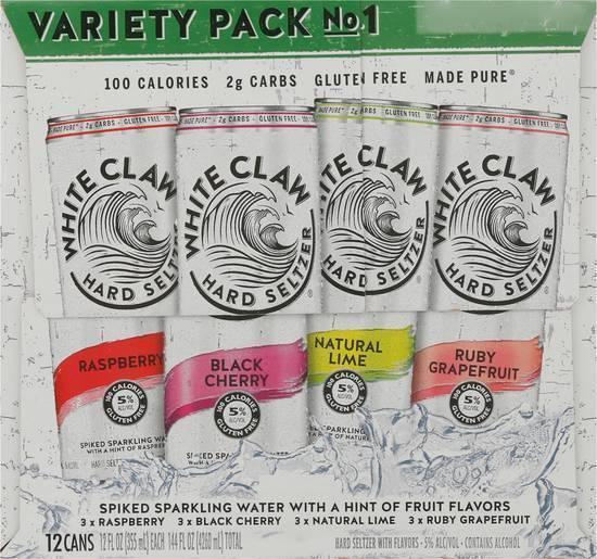 White Claw Spiked Sparklink Water Hard Seltzer, Fruit (12 x 12 fl oz)