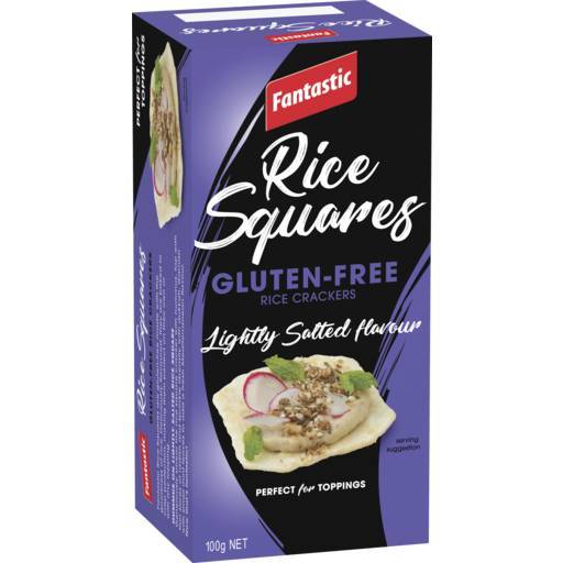 Fantastic Rice Squares Gluten-Free Rice Crackers Lihtly Salted 100g