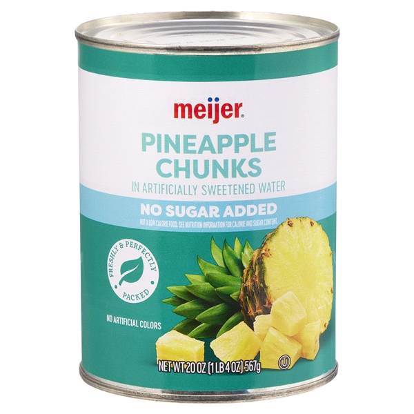 Meijer No Sugar Added Pineapple Chunks (20 oz)
