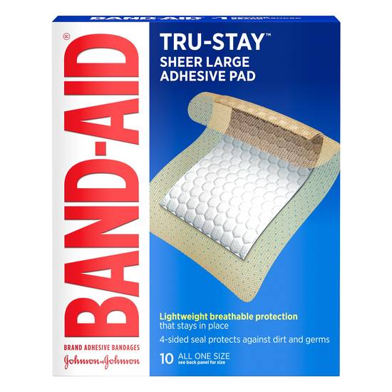 Band-Aid Tru-Stay Sheer Large Adhesive Pad (10 ct)