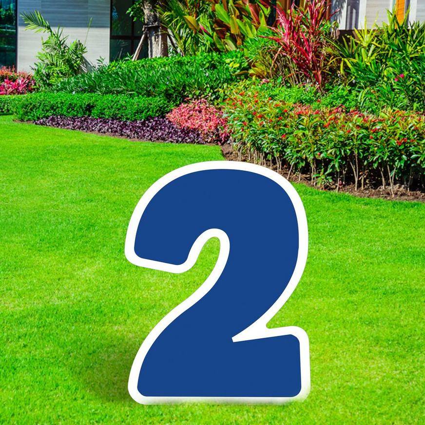 Blue Number (2) Corrugated Plastic Yard Sign, 24in