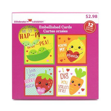 Way to Celebrate 3.5" Valentine Greeting Cards Fruits