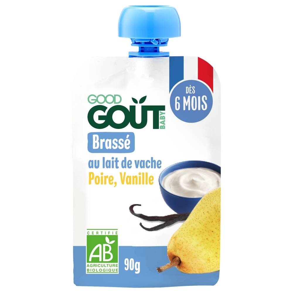 Good Goût - Gourde brassé à la poire et à la vanille bio pour dès 6 mois (90g)