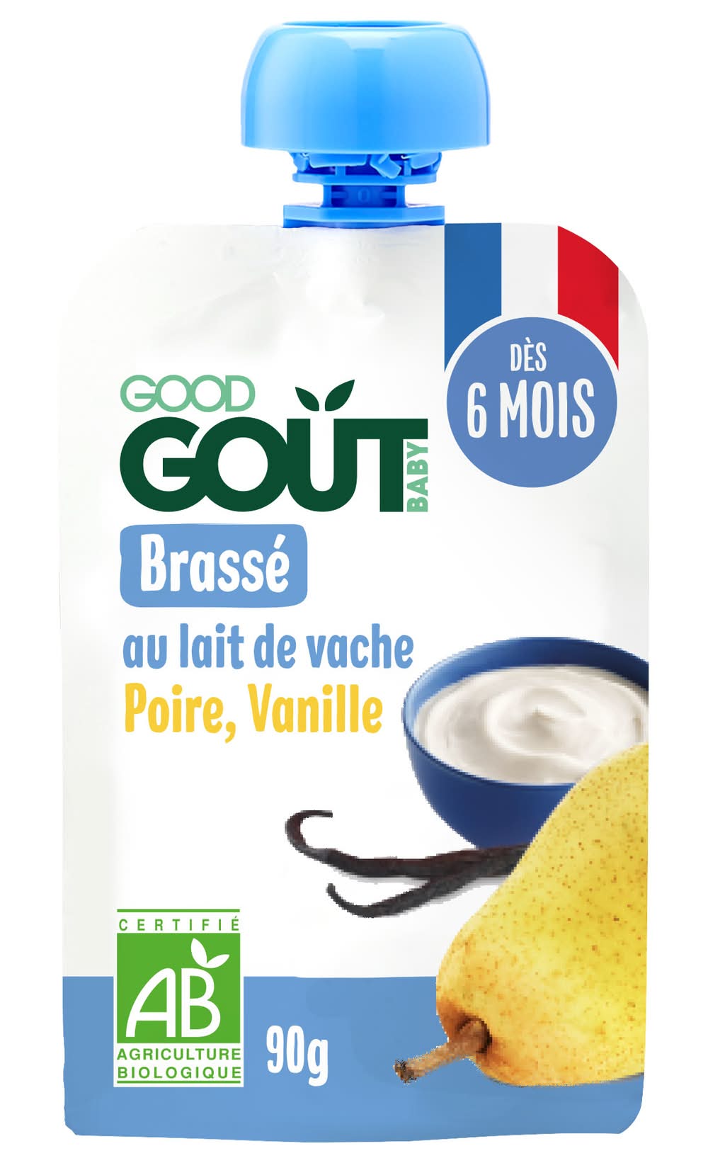 Good Goût - Gourde brassé à la poire et à la vanille bio pour dès 6 mois (90g)