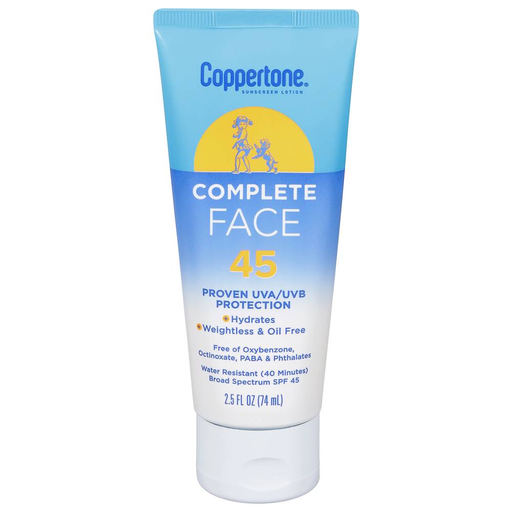 Coppertone Complete Face Broad Spectrum Face Sunscreen Lotion 45
