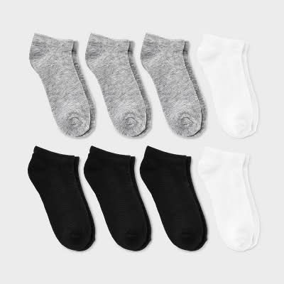 Dealworthy Kids' Low Cut Socks, XS/S, White/Gray/Black (8 ct)